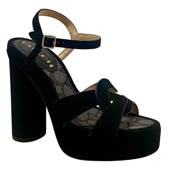 Coach Black Ankle Strap Heels - Picture 1 of 12